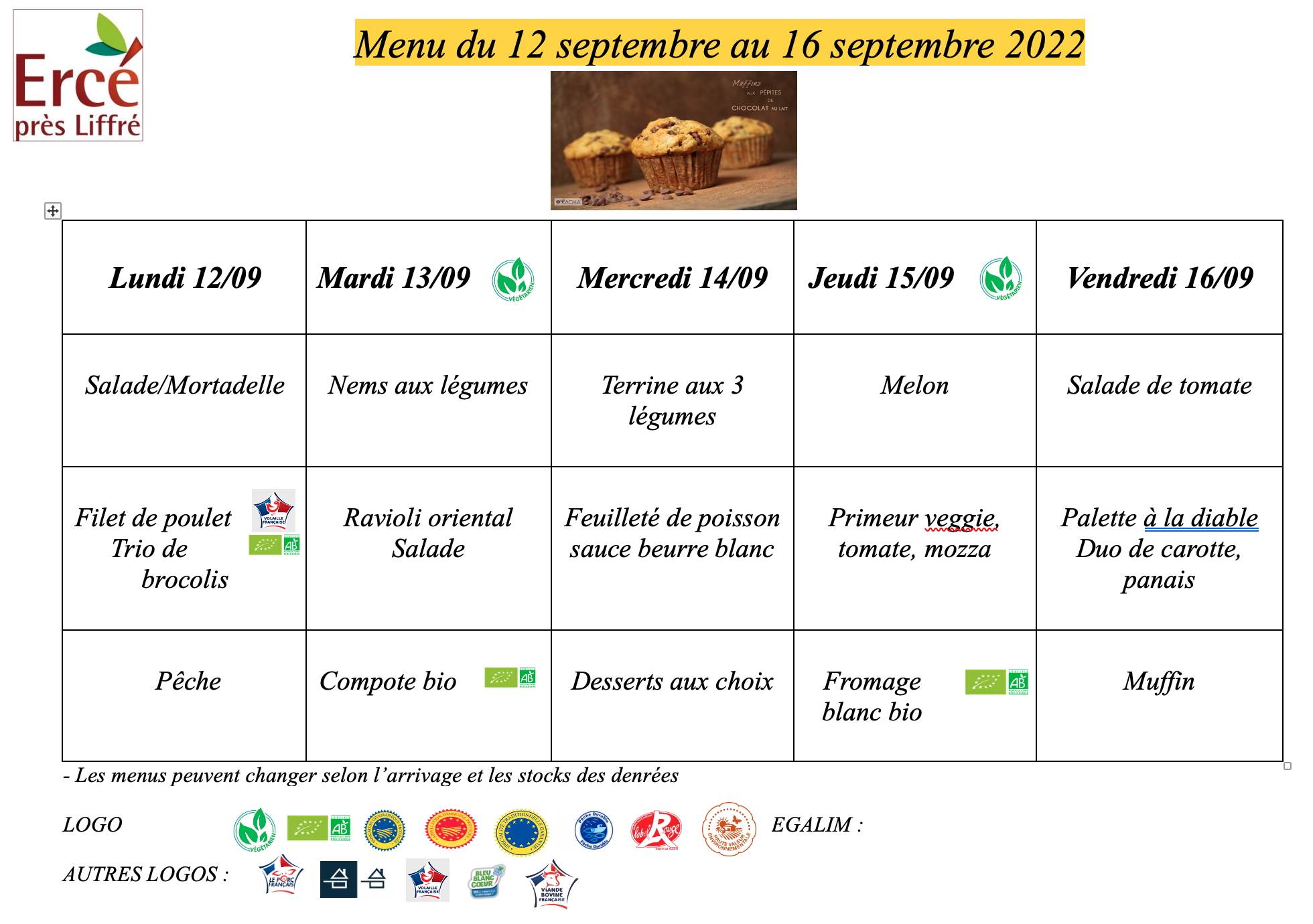 menu cantine 12 16 sept 2022